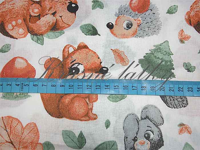 Dětská látka se vzorem zvířátek - 100% bavlna, plátno, š. 160 cm, 130 g/m2