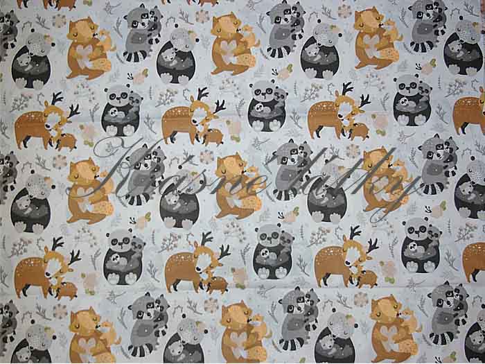 Dětská látka vzor zvířátka - 100% bavlna - plátno, š. 160 cm, 130 g/m2