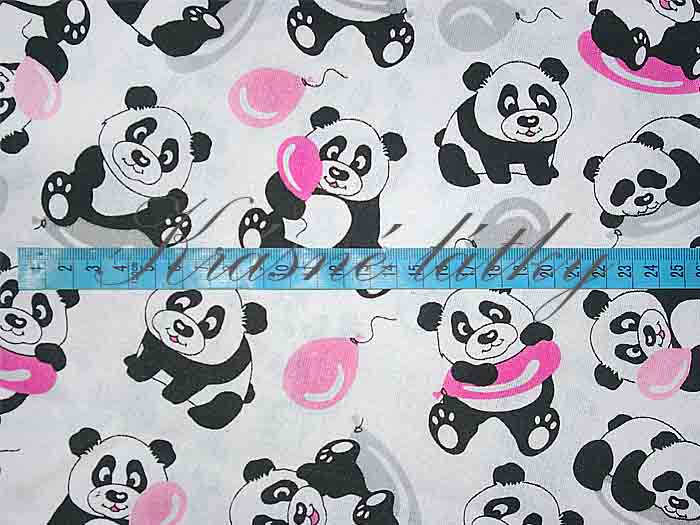 Dětská látka vzor zvířátka Panda- 100% bavlna - plátno, š. 160 cm, 130 g/m2