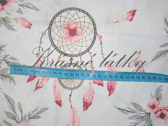 Dětská látka vzor lapač snů růžový - 100% bavlna - plátno, š. 160 cm, 130 g/m2