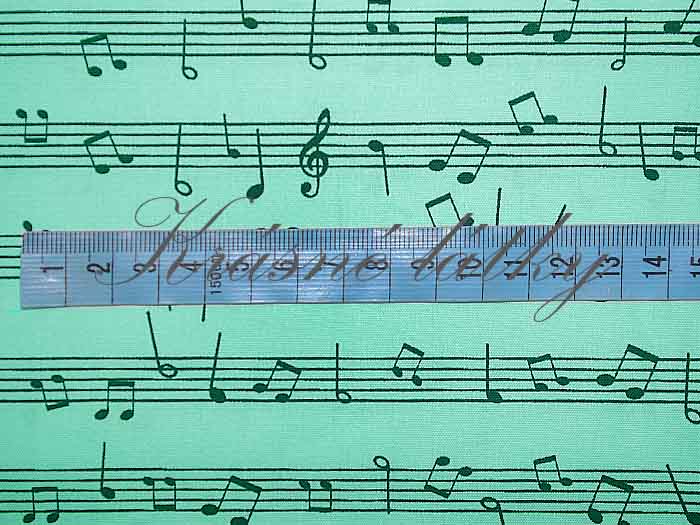 Bavlněná látka mint noty v metráži - 100% bavlna, š. 160 cm, 120 g/m2, látky metráž