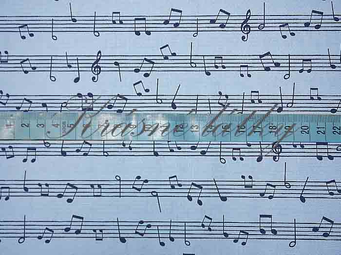 Bavlněná látka modré noty v metráži - 100% bavlna, š. 160 cm, 120 g/m2, látky metráž