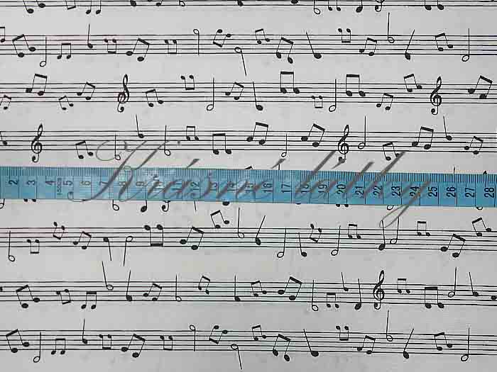 Bavlněná látka bílé noty v metráži - 100% bavlna, š. 160 cm, 120 g/m2, látky metráž