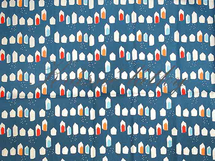 Bavlněná látka s geometrickým, abstraktním vzorem na modré - 100% bavlna, š. 150 cm, 115 g/m2, látky metráž