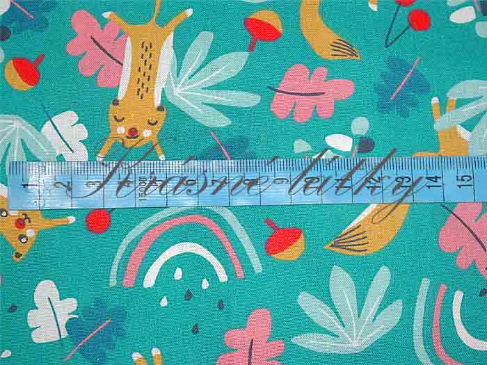 Dětská bavlněná látka, vzor boho liška - 100% bavlna, š. 150 cm, 115 g/m2, látky metráž