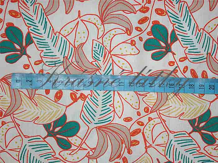 Bavlněná látka retro lístky - 100% bavlna, š. 150 cm, 115 g/m2, látky metráž