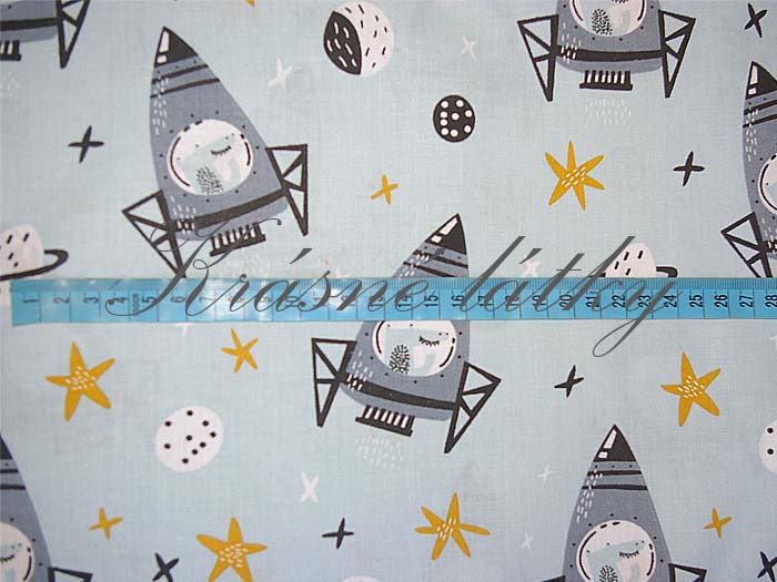 Bavlna vesmírná raketa - 100% bavlna, š. 160 cm, 130 g/m2, látky metráž