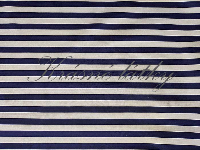 Tmavě modré pruhy, bavlněný úplet - 95 % bavlna, 5% elastan