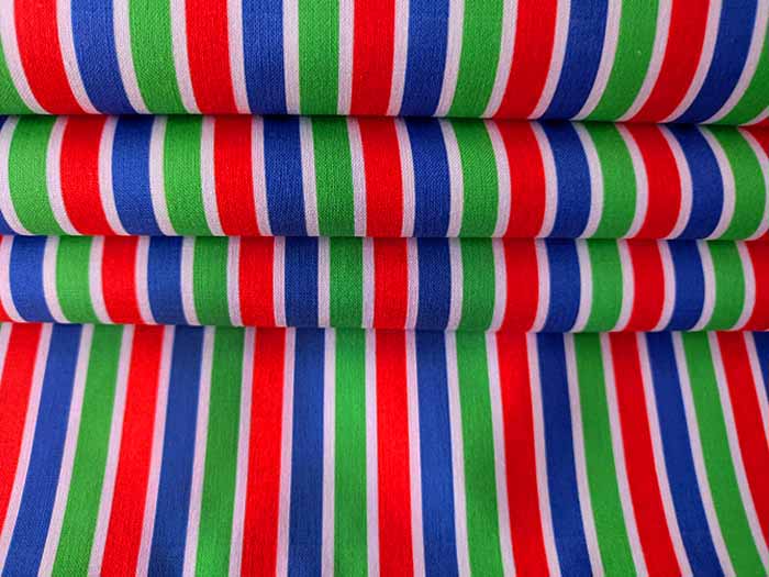 Bavlna barevné pruhy mix, dětské látky metráž