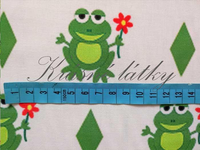 Bavlna žabička s kytičkou, dětské látky v metráži