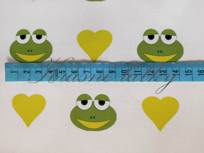 Bavlna žabička se srdíčkem, dětské látky v metráži