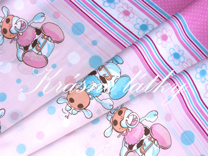 Miminko - růžová kombinace - 100% bavlněné plátno