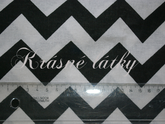 Cikcak, 100% bavlna, pěkná kvalita, chevron černý