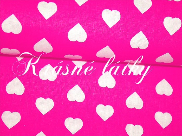 Srdíčka š. 160cm II. jakost 100% bavlna bílá/červený podklad