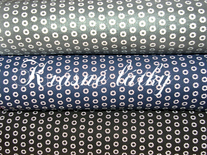 Sedmikrásky tyrkysové - 100 % bavlna, š. 160 cm, 120 g/m2