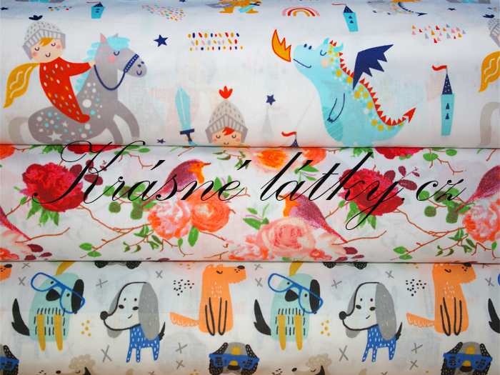 Ptáčci na růžích - 100% bavlna plátno, š. 160 cm, 130 g/m2