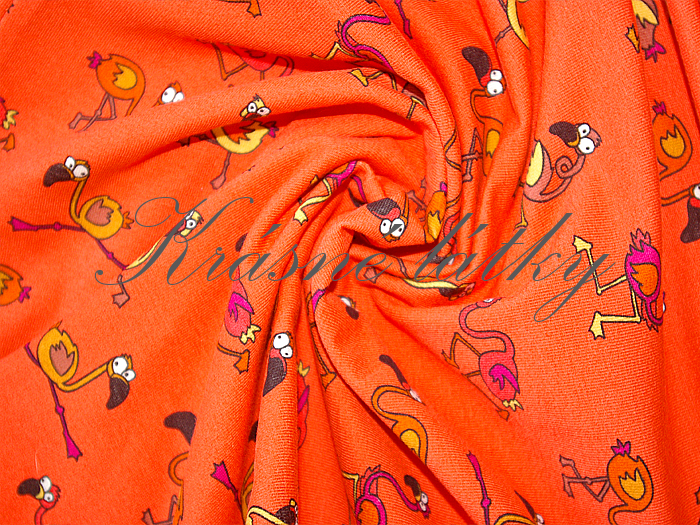 Plameňák - 95 % bavlna, elastan 5 %, š. 160 cm, 170 g/m2 