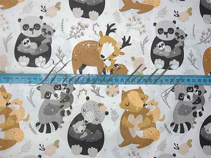 Dětská látka vzor zvířátka - 100% bavlna - plátno, š. 160 cm, 130 g/m2