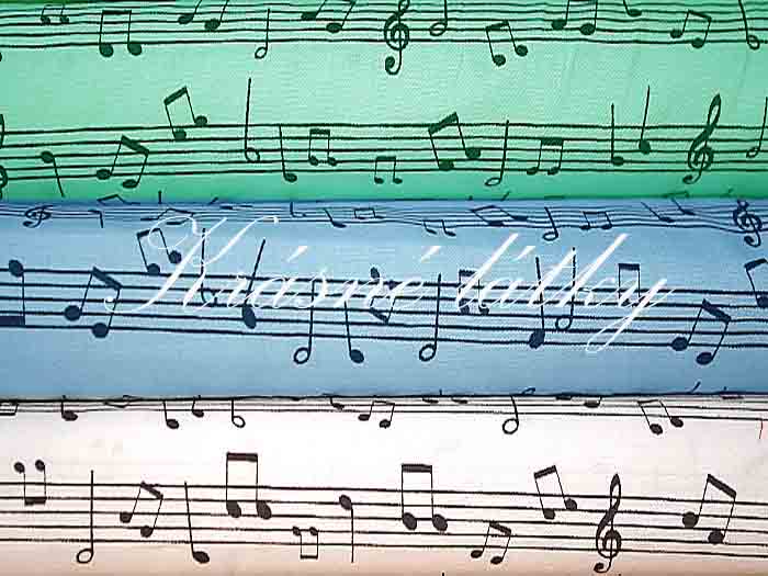 Bavlněná látka bílé noty v metráži - 100% bavlna, š. 160 cm, 120 g/m2, látky metráž