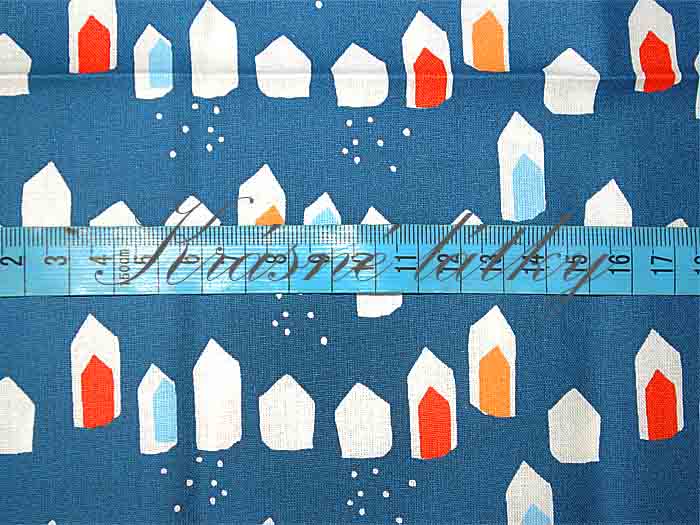 Bavlněná látka s geometrickým, abstraktním vzorem na modré - 100% bavlna, š. 150 cm, 115 g/m2, látky metráž