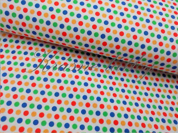 Bavlna puntíky mix, dětské látky metráž