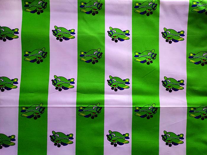 Bavlna Letadla zelená, dětské látky metráž