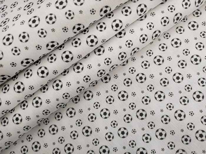 Bavlna fotbalové černé míče, dětské látky metráž