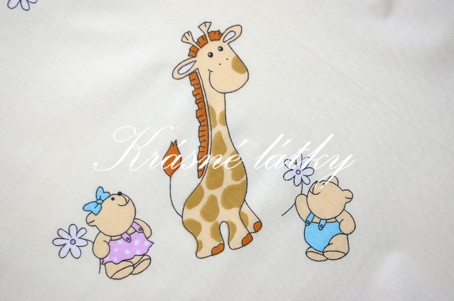 Žirafa okrová - 100% BA plátno, široká možnost použití - povlečení, kapsáře, závěsy