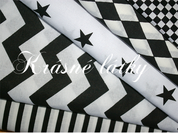Cikcak, 100% bavlna, pěkná kvalita, chevron černý