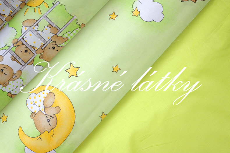 Medvídek zelený, příjemné bavlněné plátno na dětské povlečen
