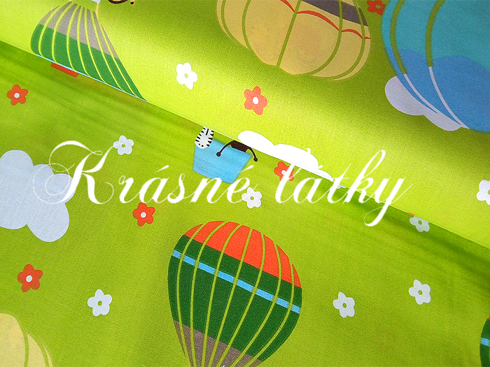 Balón, bavlněná látka - metráž š. 140 cm, gramáž 135g/m2, zel. podklad, 100% bavlna