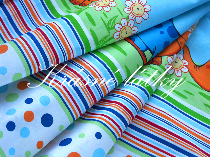 Drak na koloběžce modrá - 100% bavlněné plátno