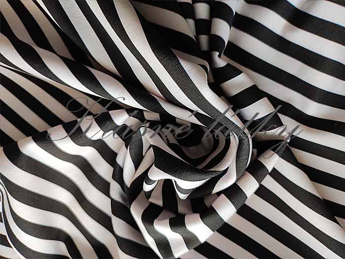 Černé pruhy, bavlněný úplet - 95 % bavlna, 5% elastan