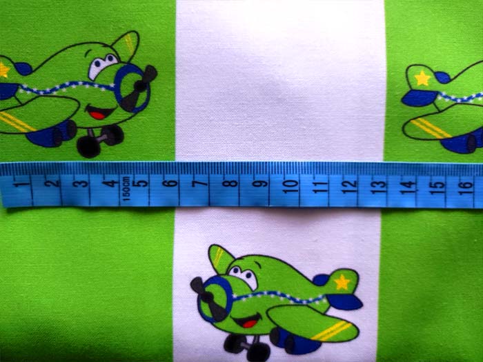 Bavlna Letadla zelená, dětské látky metráž