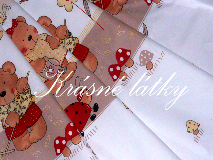 Pohádkový medvídek a vochomůrka 1 - bavlněné plátno