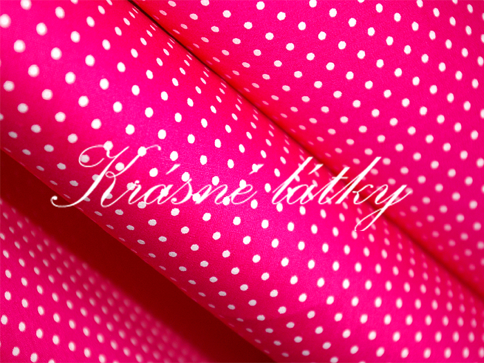 Puntíky 2 mm růžový podklad - 100% bavlna, š. 150 cm, 130 g/m2