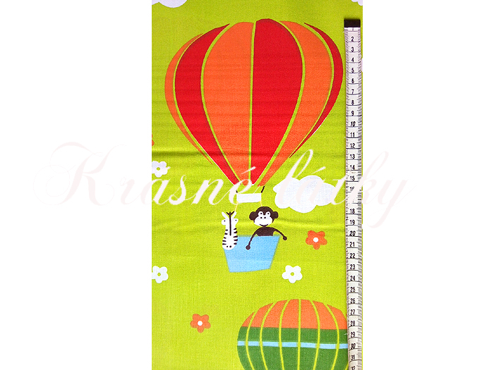 Balón, bavlněná látka - metráž š. 140 cm, gramáž 135g/m2, zel. podklad, 100% bavlna