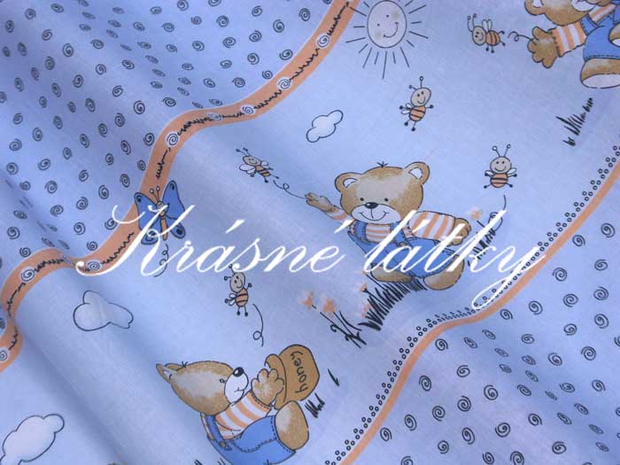 Vyprodáno Medvídek a včelky -  bavlněné plátno