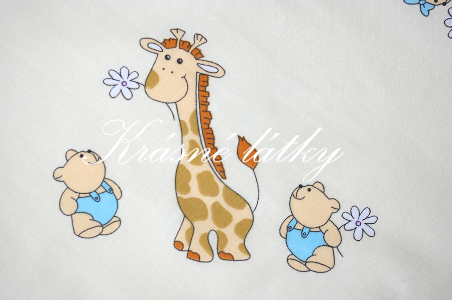 Žirafa okrová - 100% BA plátno, široká možnost použití-povlečení, kapsáře,závěsy