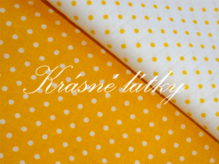 Puntíky - bílý podklad, žlutý puntík  š. 140cm
