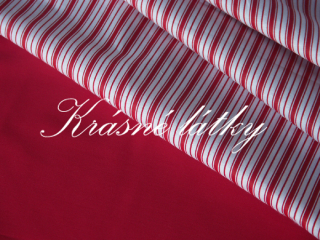 Červený proužek - bavlněné plátno