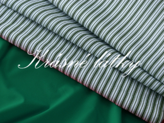 Tmavě zelený proužek - bavlněné plátno
