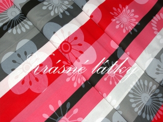 Vyprodáno Kytičky s proužkem, šíře látky 240 cm, 100% bavlna, skvělé na povlečení