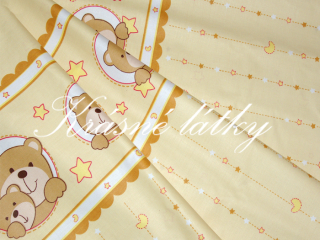 Medvídek HEZKÉ SNY - okrový - 100% bavlna, š. 160 cm, 120 g/m2