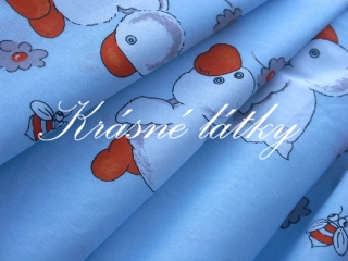 Kačenky modré - 100% bavlna