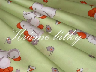 Kačenky zelené - bavlněné plátno