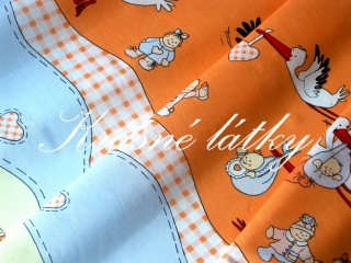 DOPRODEJ 2,53m Čáp lososová - 100% bavlna ,