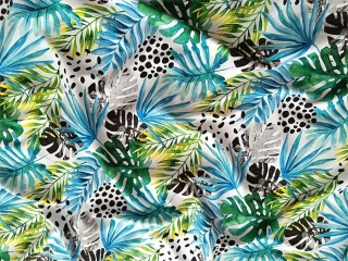 Letní úplet listy - 95% bavlna, 5% elastan, š. 155 cm, 220 g/m2, látky metráž