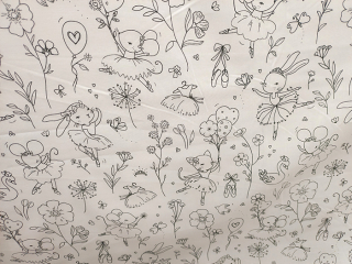 Látková omalovánka – Baletky, kočička, myška, zajíček