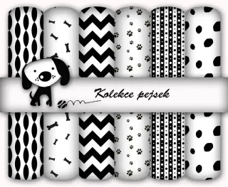 Vzorky 6 ks látek z kolekce Pejsek 1, dětská bavlna, bavlněná látka metráž, plátno